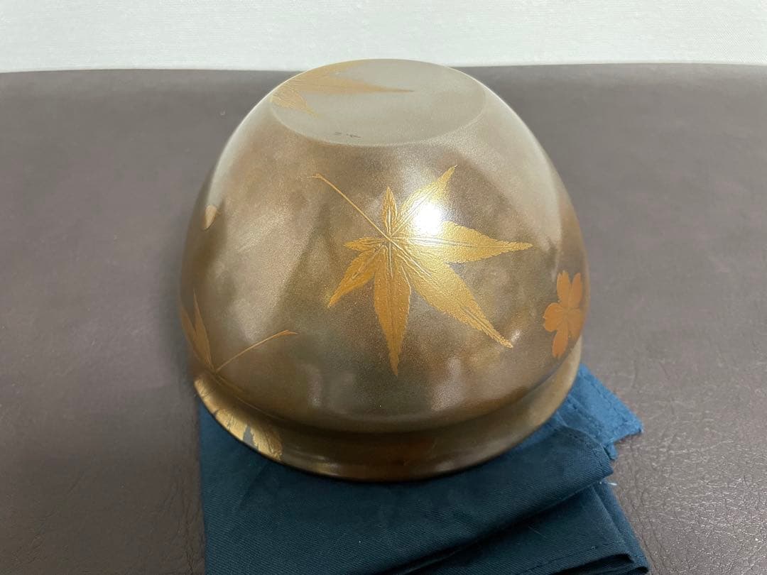 前端雅峯　雲錦蒔絵銀溜建水　蒔絵　建水　茶道具