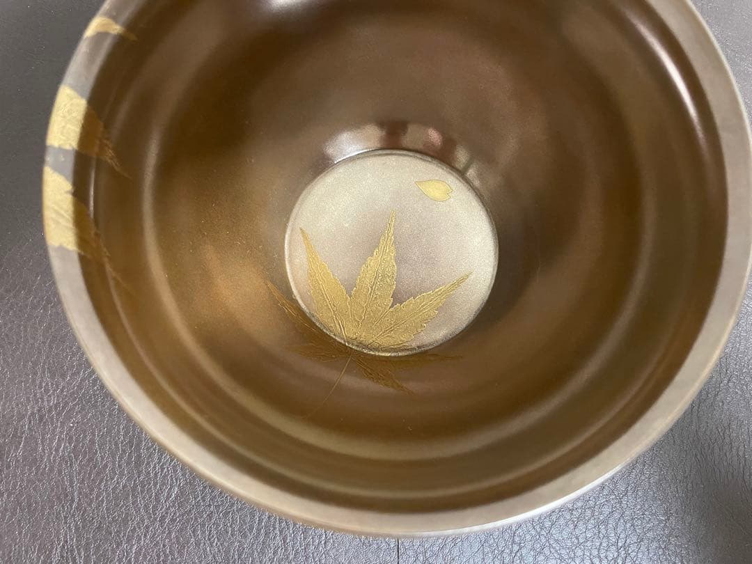 前端雅峯　雲錦蒔絵銀溜建水　蒔絵　建水　茶道具