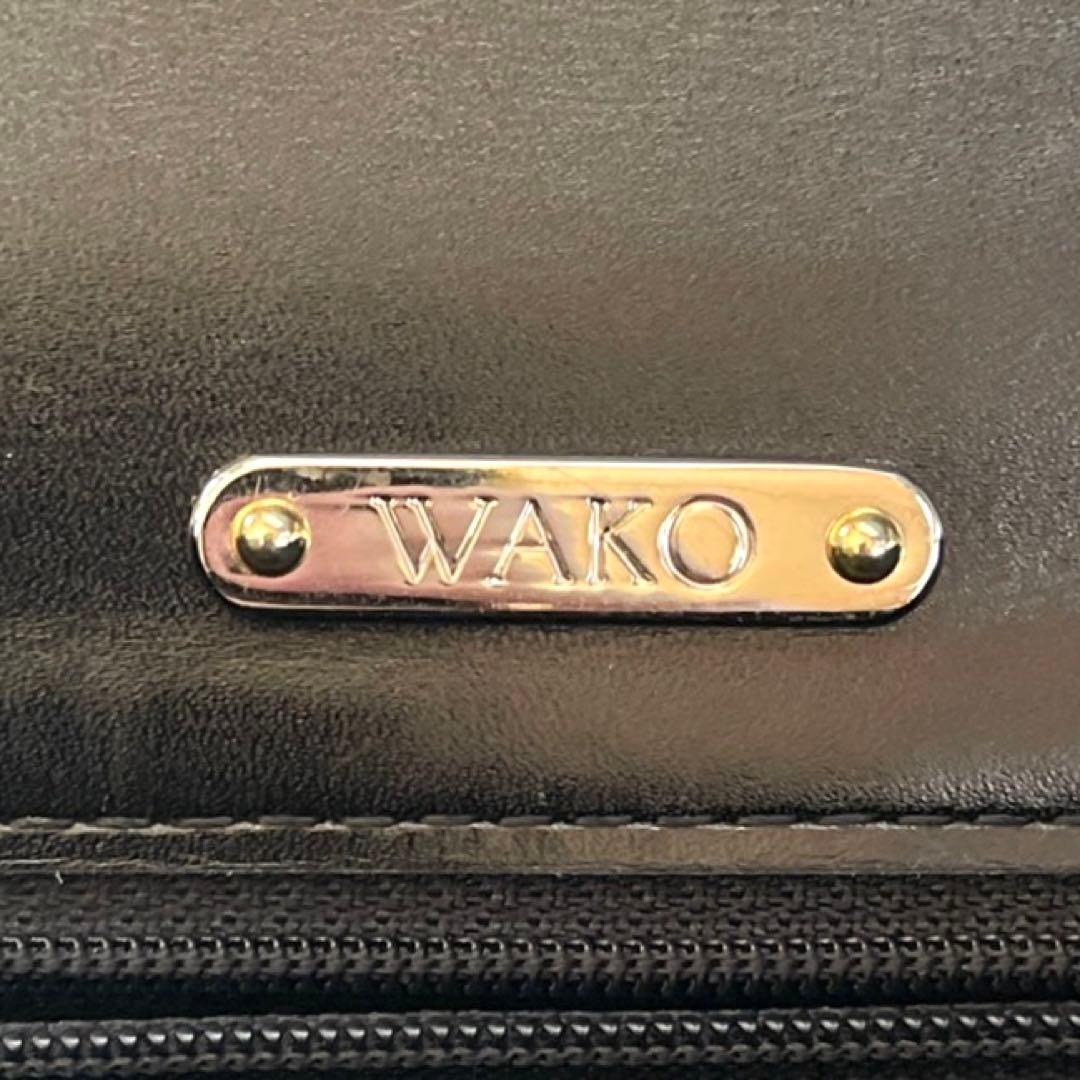 【良品】WAKO 銀座和光 カーフレザー ブラック ゴールド金具 ハンドバッグ