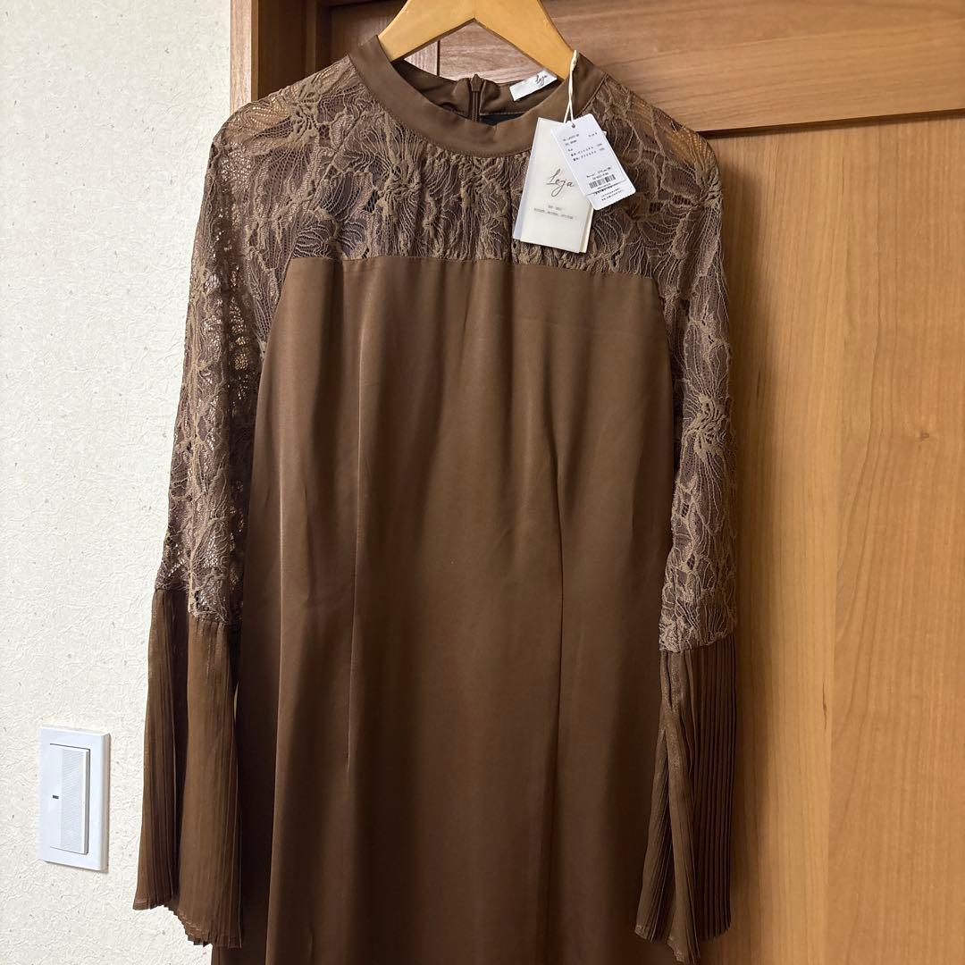 【LEJA】レース切替スリットAラインロングドレスワンピース