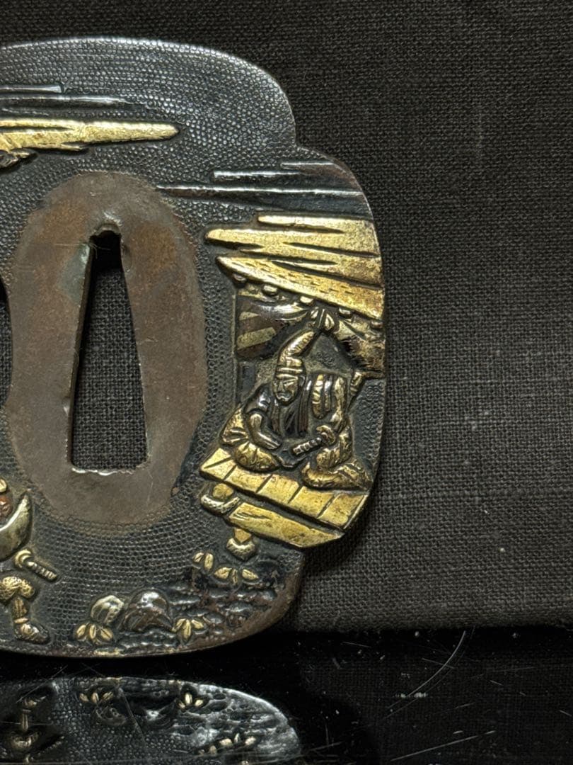 時代 古作 金銀象嵌 金象嵌 鍔 2点 武具 闘争具