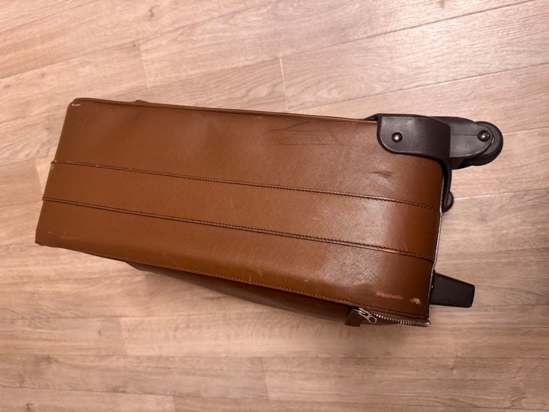 プラダPRADA 三角ロゴ　サフィアーノ　キャリーケース　ブラウン