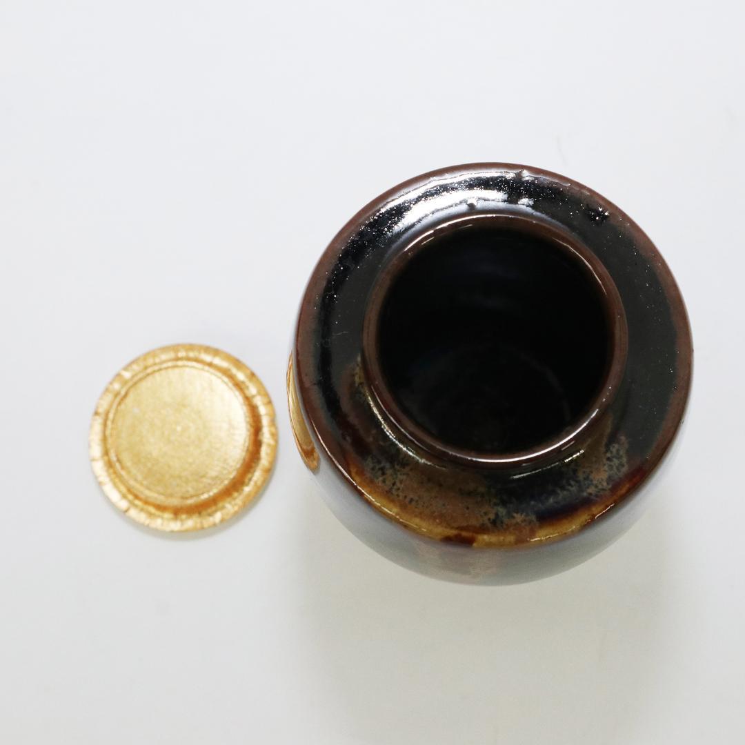 茶入れ　膳所焼窯 肩衝 茶入 陽炎園 共箱 共袋