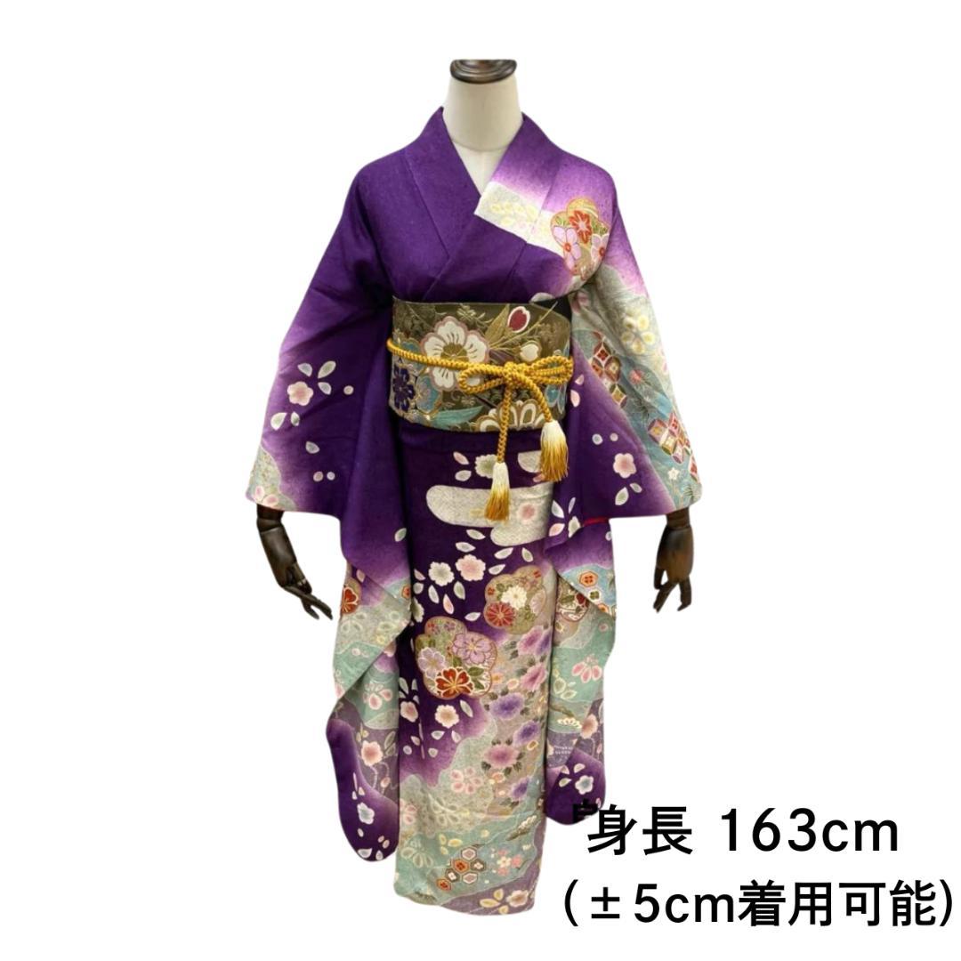 ≪早い者勝ち≫ 振袖セット 成人式 正絹 古典柄 振袖 紫 S*122 ●