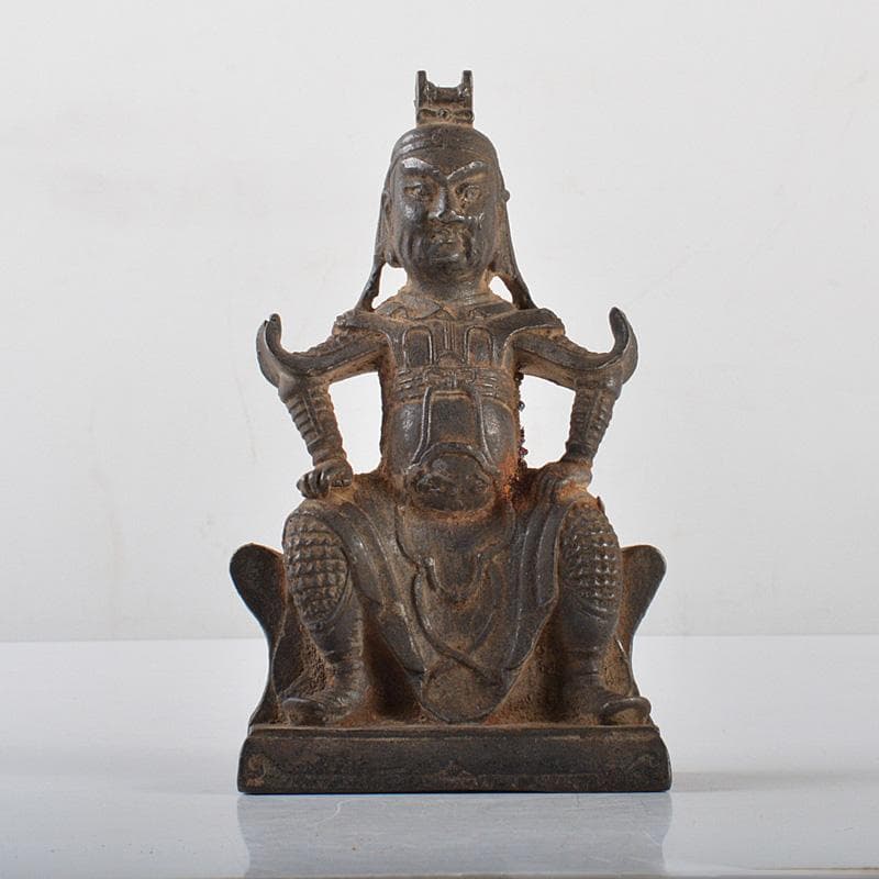 仏教美術　古鉄　武人像　人物像　置物　M　R5206