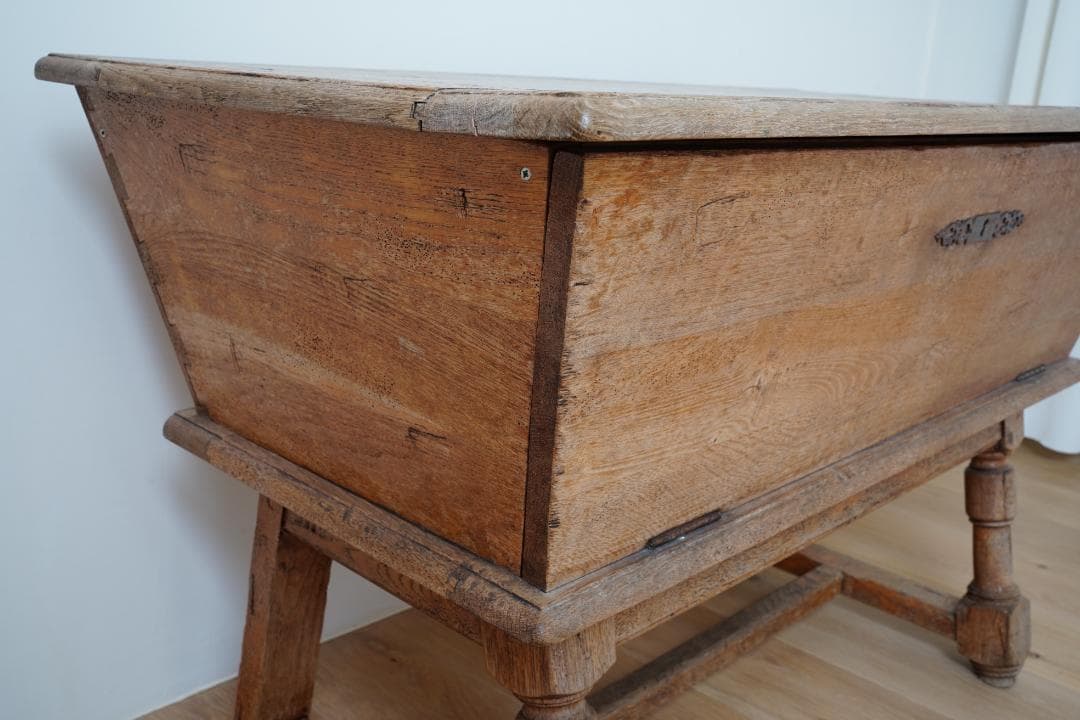 【値下げ】テーブル収納　アンティーク　オーク材　古道具