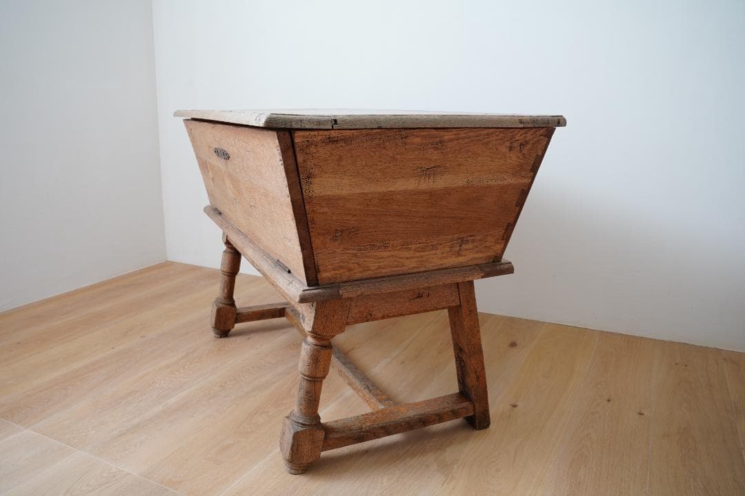 【値下げ】テーブル収納　アンティーク　オーク材　古道具