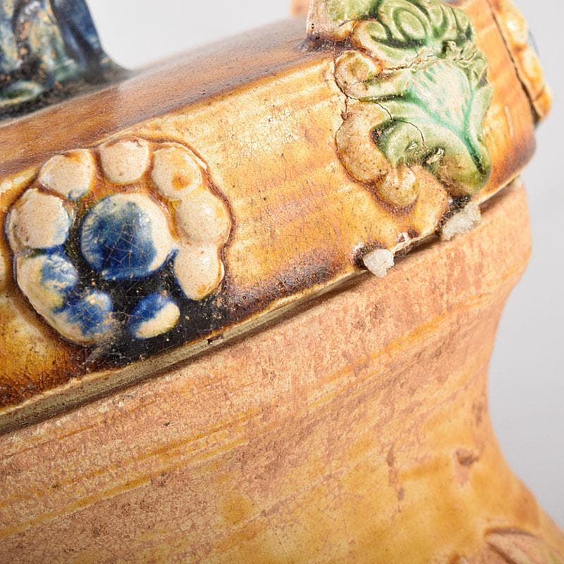 中国　唐三彩　蓋壷　飾壷　C　R8561H