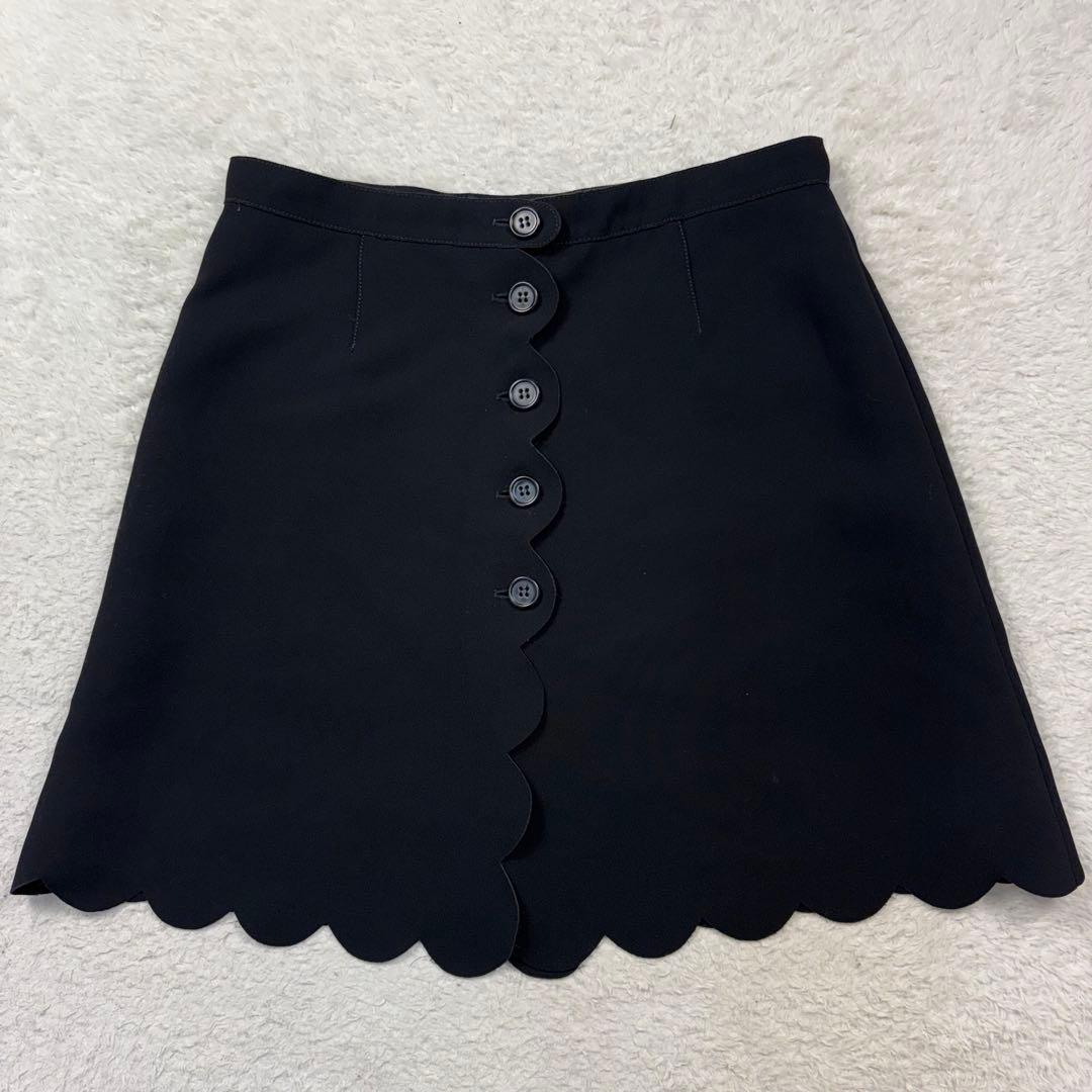 RED VALENTINO スカラップスカート　フレア　ブラック　48