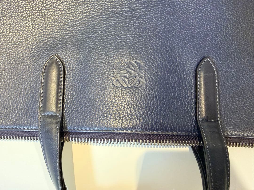 ロエベ ビジネスバッグ トレド アナグラム ロゴ A4可 レザー ネイビー