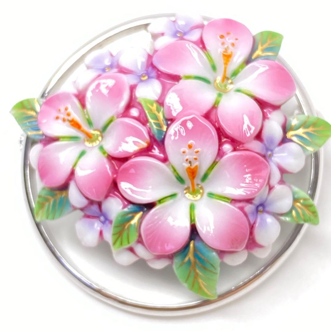 俊兼 トシカネジュエリー 花 ピンク フラワー ブローチ&ネックレストップ