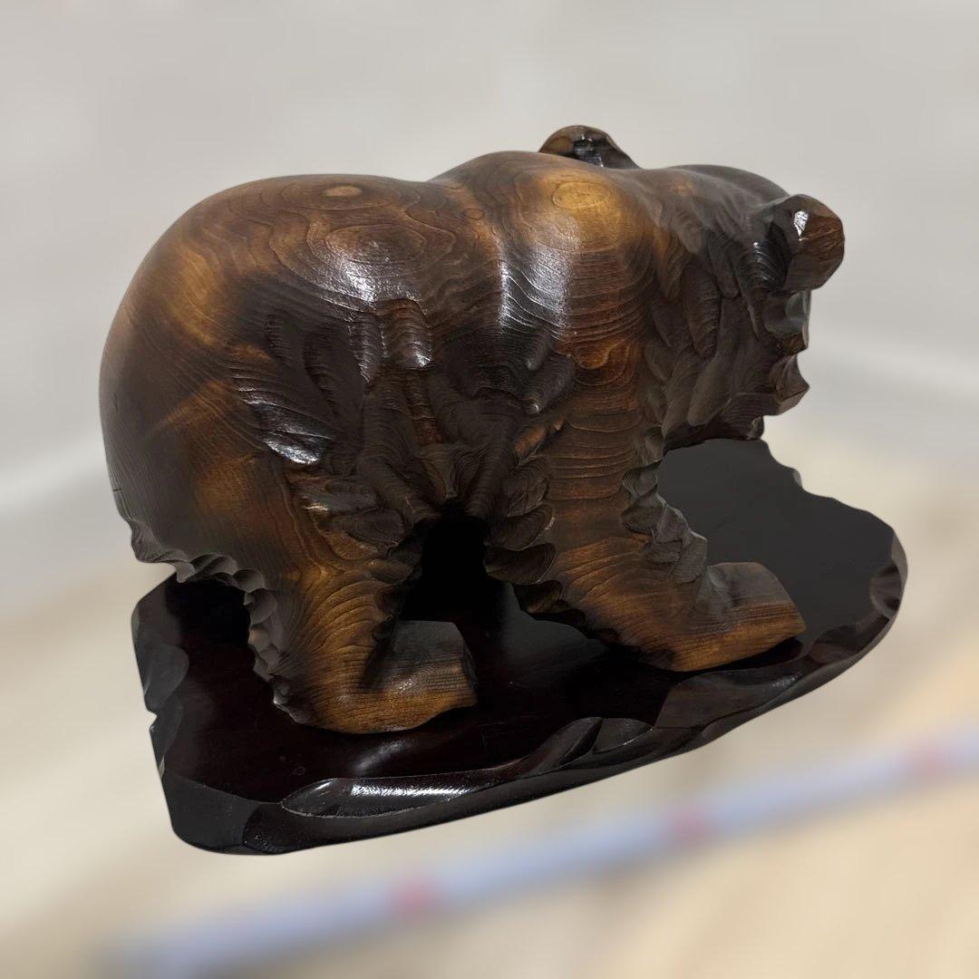 ⑥木製クマの彫刻 置物　アンティーク　骨董 北海道