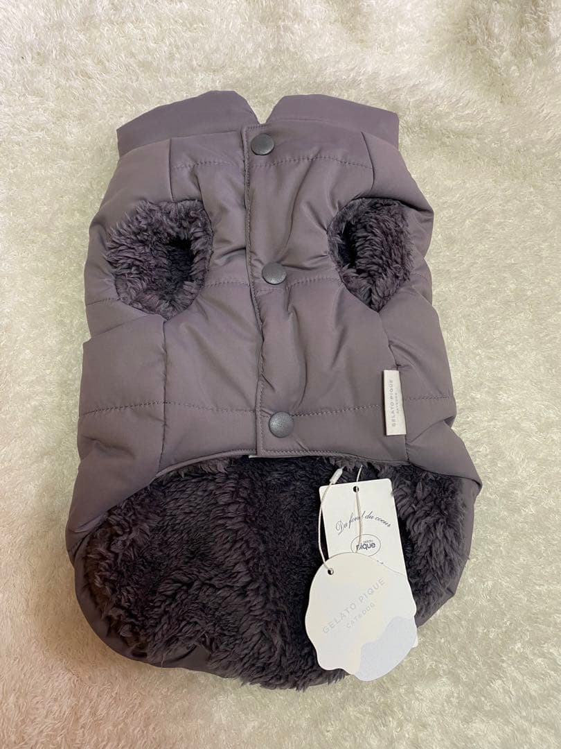 GELATO PIQUE 中綿ベスト　犬服 グレー　Mクリスマス　ショッパー