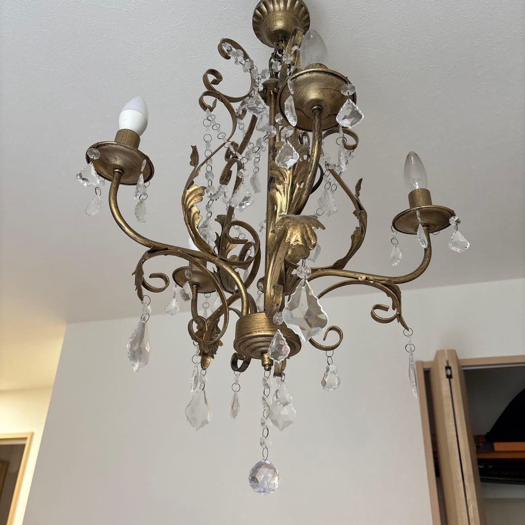 ゴールド 5灯 シャンデリア クラシック