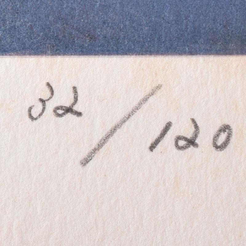 日展日本画家　下保昭　リトグラフ　「春宵」　32/120　額装　C　7892C