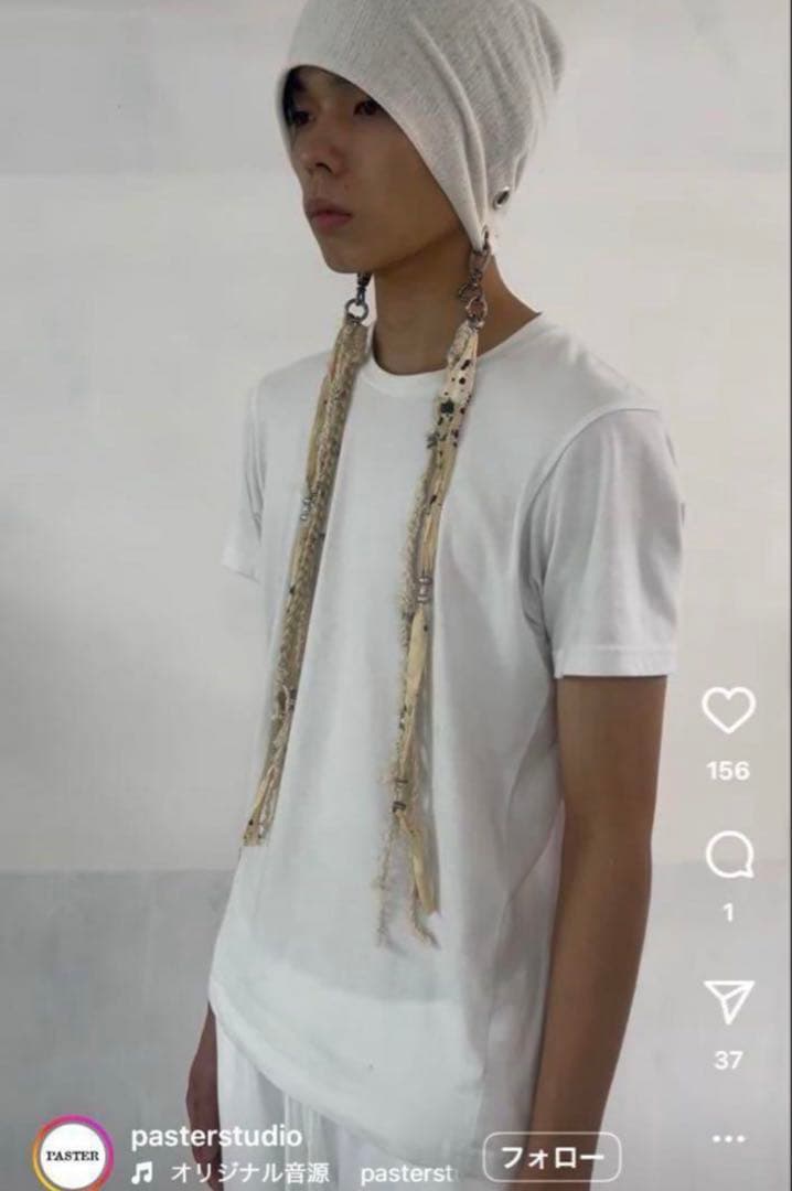 paster studio ビーニー エクステ 白 y2k スタッズ 平成