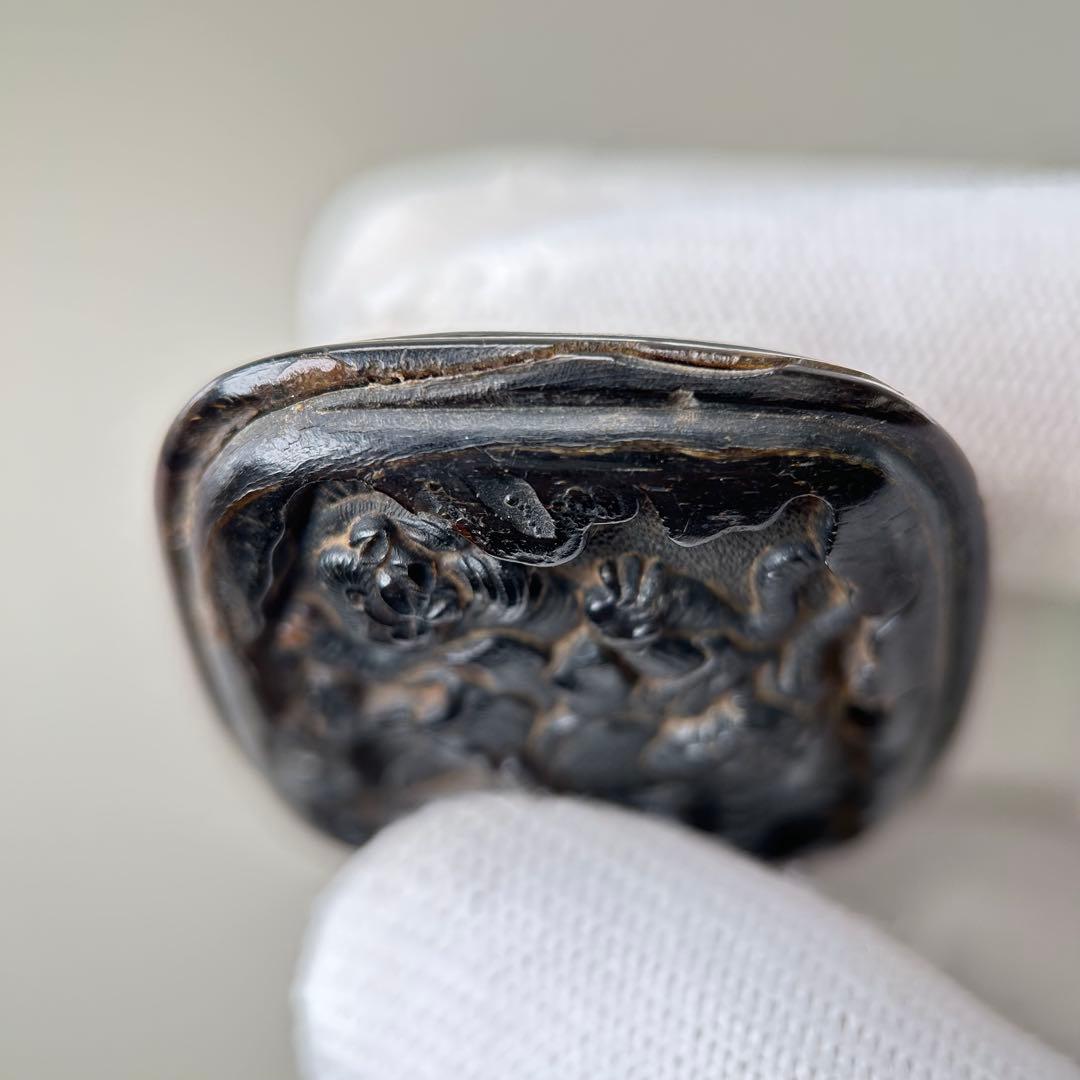 神話的なデザイン彫刻極上根付天然素材アンティーク骨董飾り物古美術置物細密細工