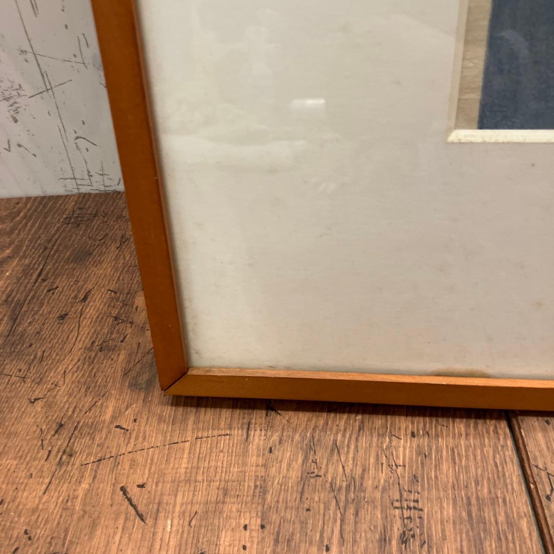 阿部笙子作 日本画 女性 着物 月 狐 木版 版画 アート 美術 芸術 額縁