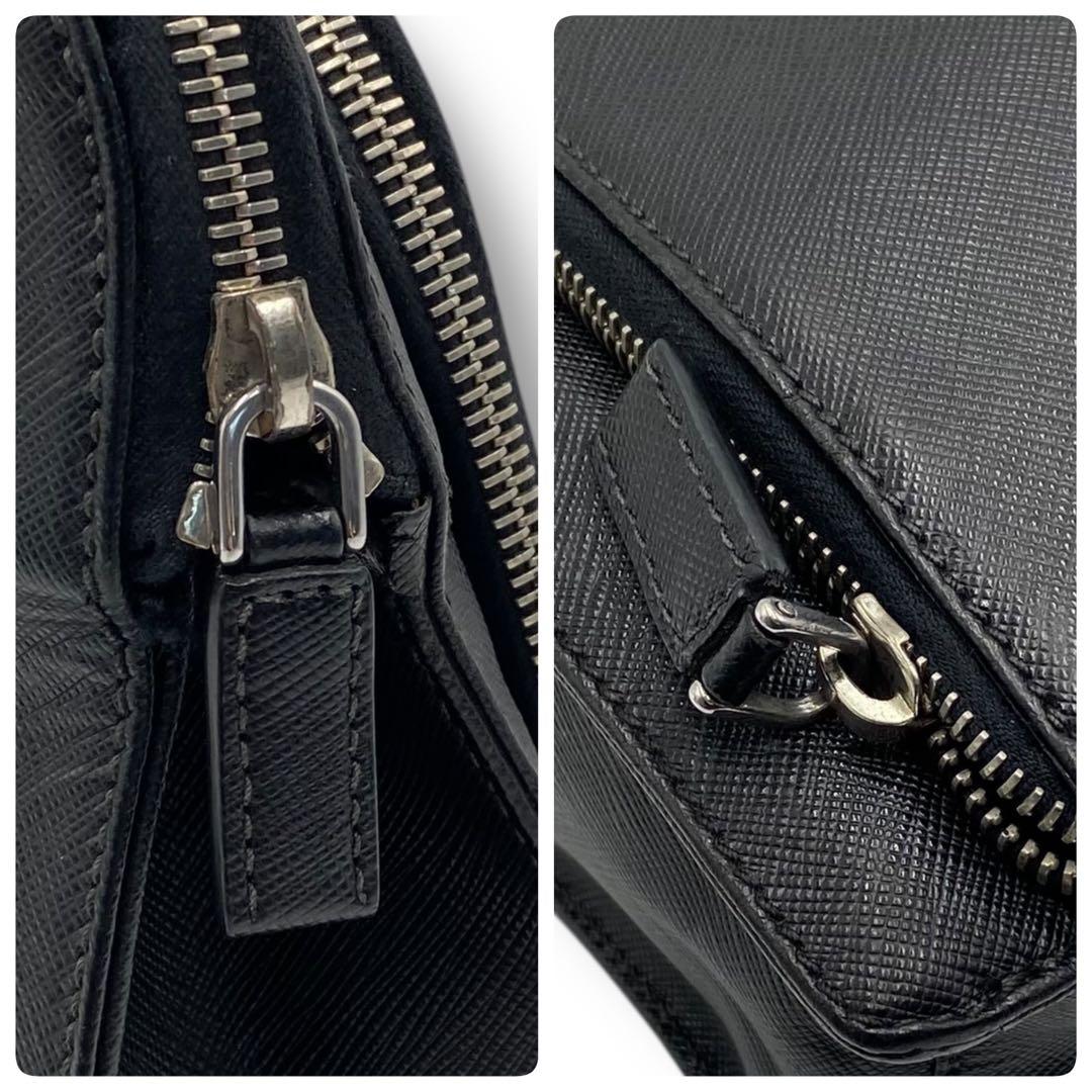 良品 プラダ PRADA ロゴ サフィアーノ レザー ビジネス バッグ A4 黒