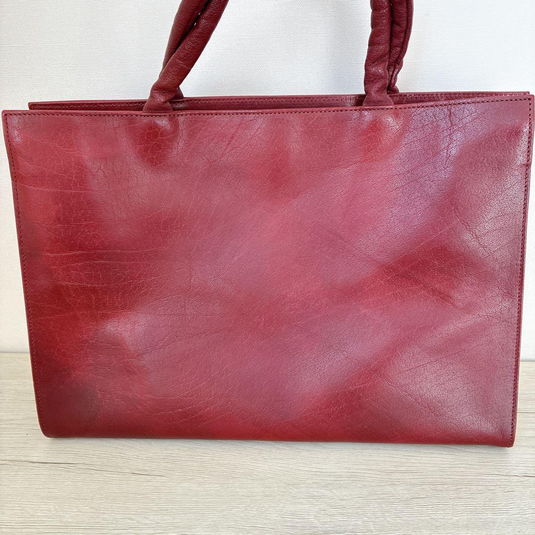 未使用 IBIZA イビザ 赤茶 レザー ハンドバッグ 革 ポーチ付き