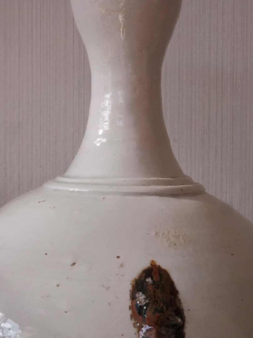 朝鮮美術　李朝　白磁　徳利　花瓶　古陶磁　古民藝　箱付　古道具　Q2316