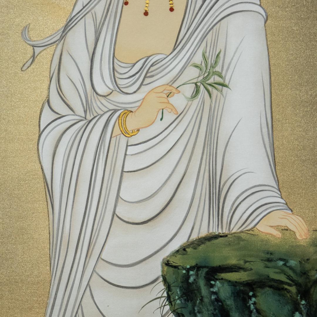 掛軸-1462　国井幸雪　白衣観音　共箱　二重箱