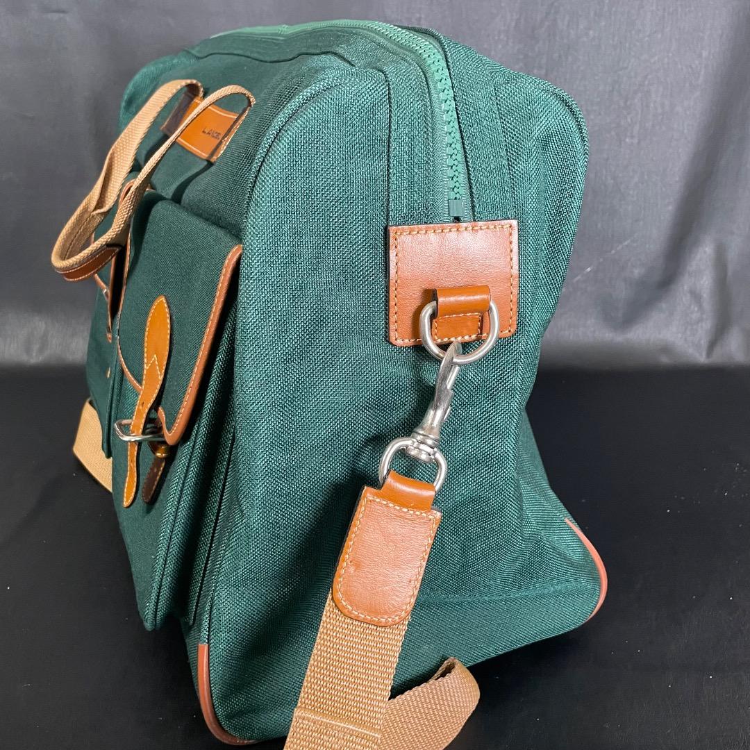 A6✨希少 ランセル キャンバス×本革 ボストンバッグ 緑×ブラウン 50