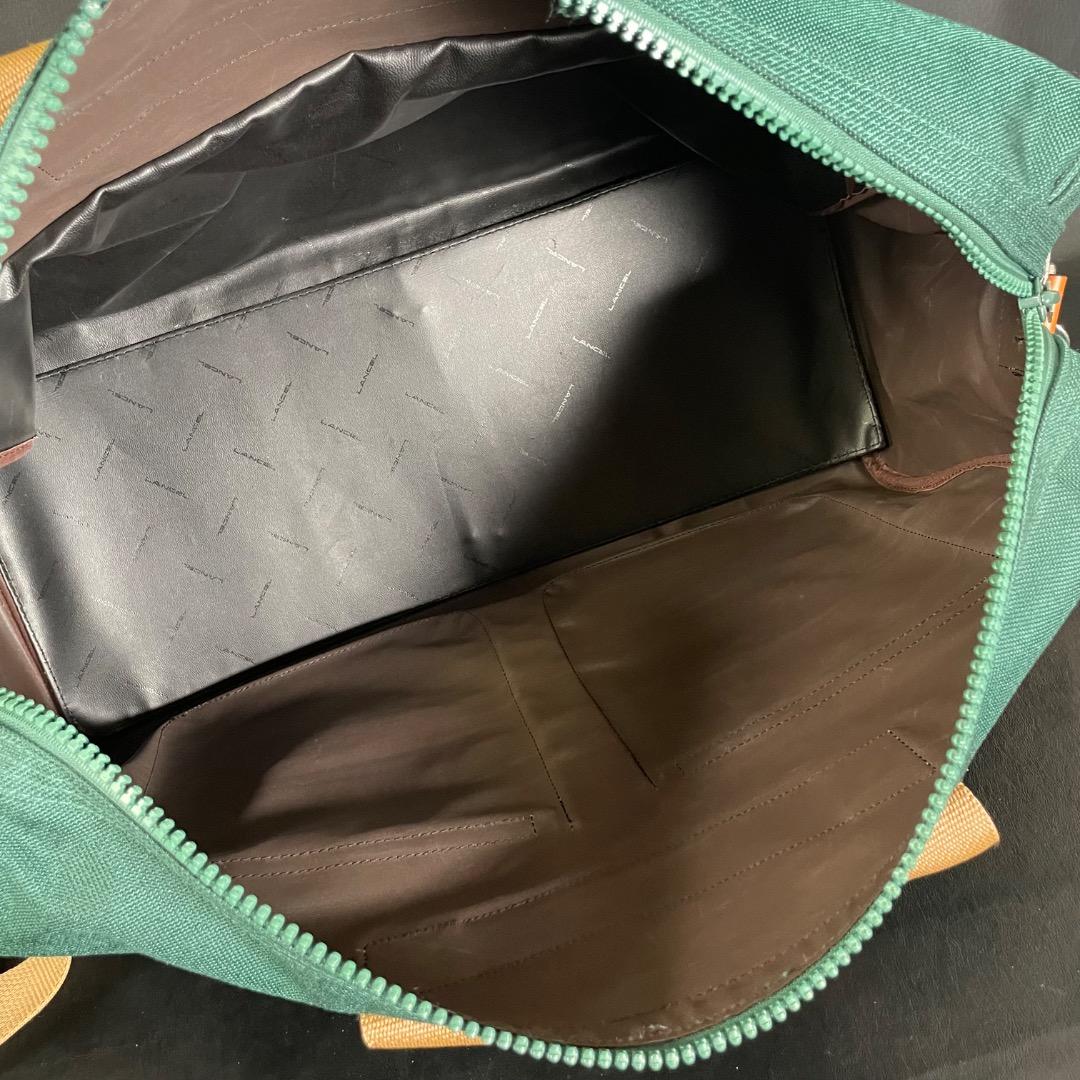 A6✨希少 ランセル キャンバス×本革 ボストンバッグ 緑×ブラウン 50