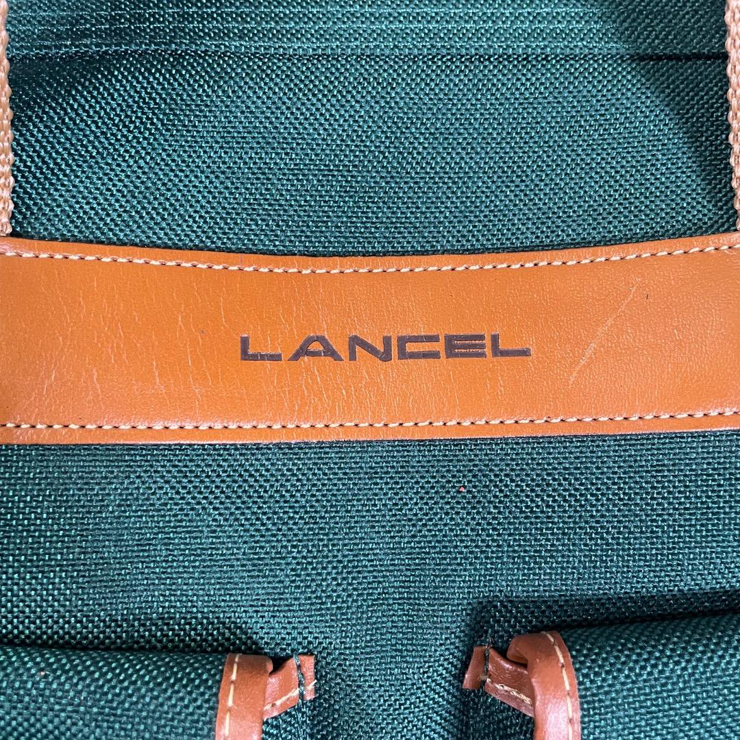 A6✨希少 ランセル キャンバス×本革 ボストンバッグ 緑×ブラウン 50