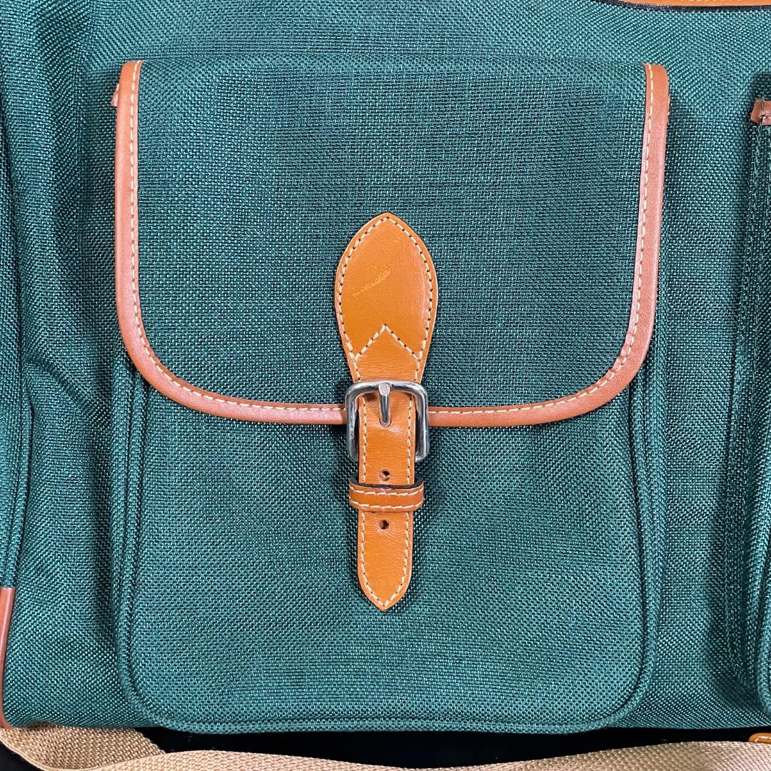 A6✨希少 ランセル キャンバス×本革 ボストンバッグ 緑×ブラウン 50