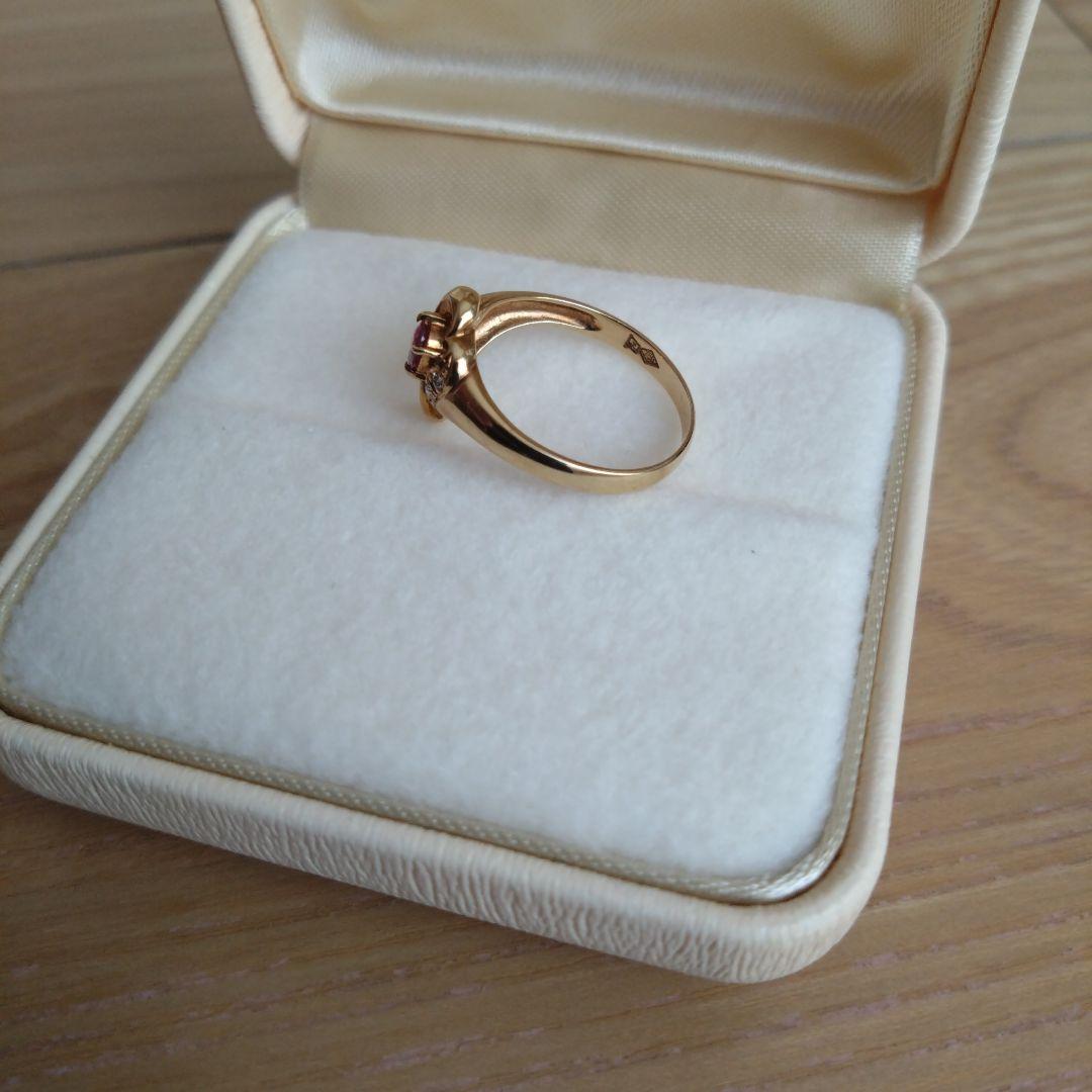 K18 造幣局マーク 750 ルビー ダイヤ リング