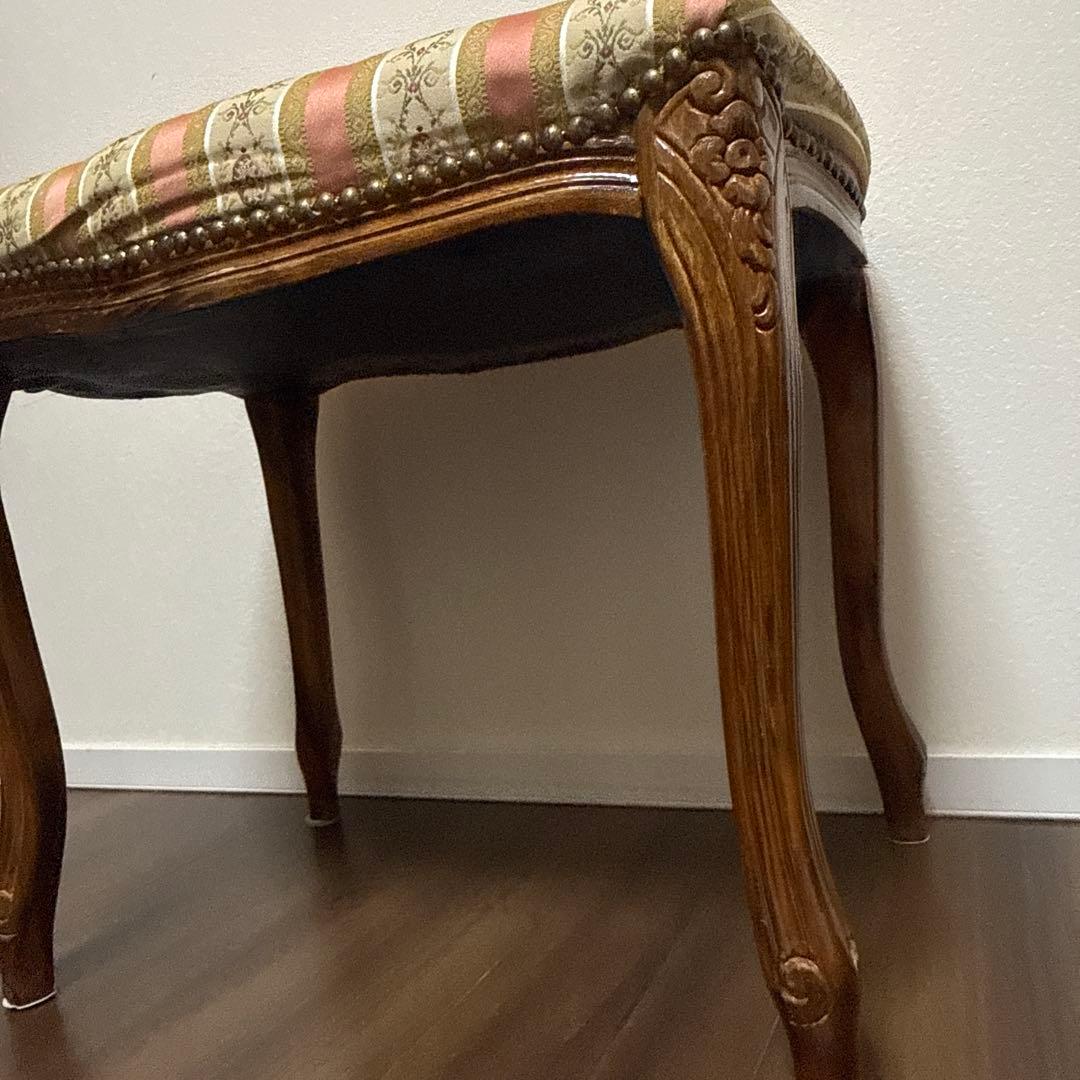 イタリア製 スツール チェア 椅子 猫脚 腰掛け ピンク ストライプ