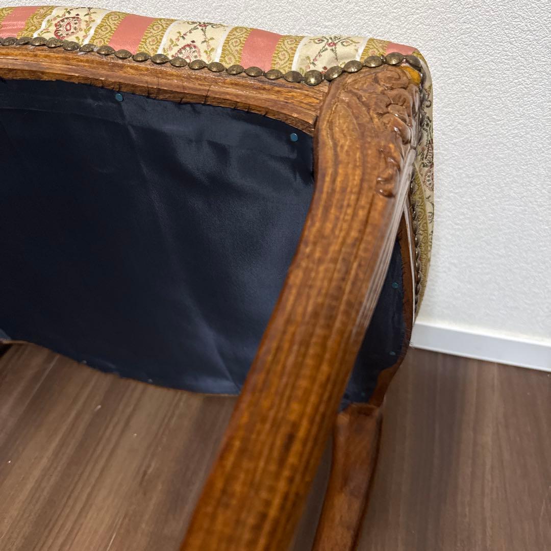 イタリア製 スツール チェア 椅子 猫脚 腰掛け ピンク ストライプ