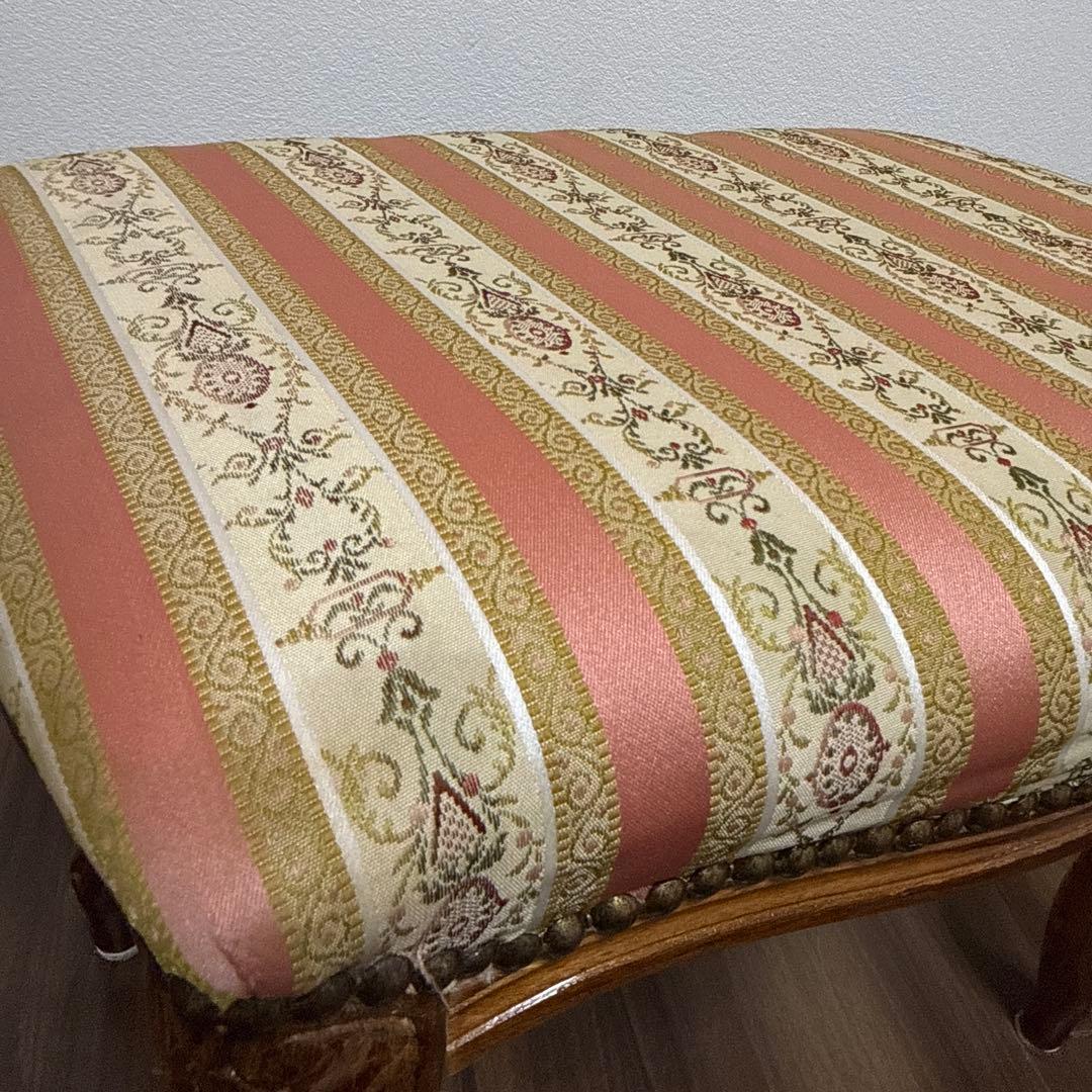 イタリア製 スツール チェア 椅子 猫脚 腰掛け ピンク ストライプ