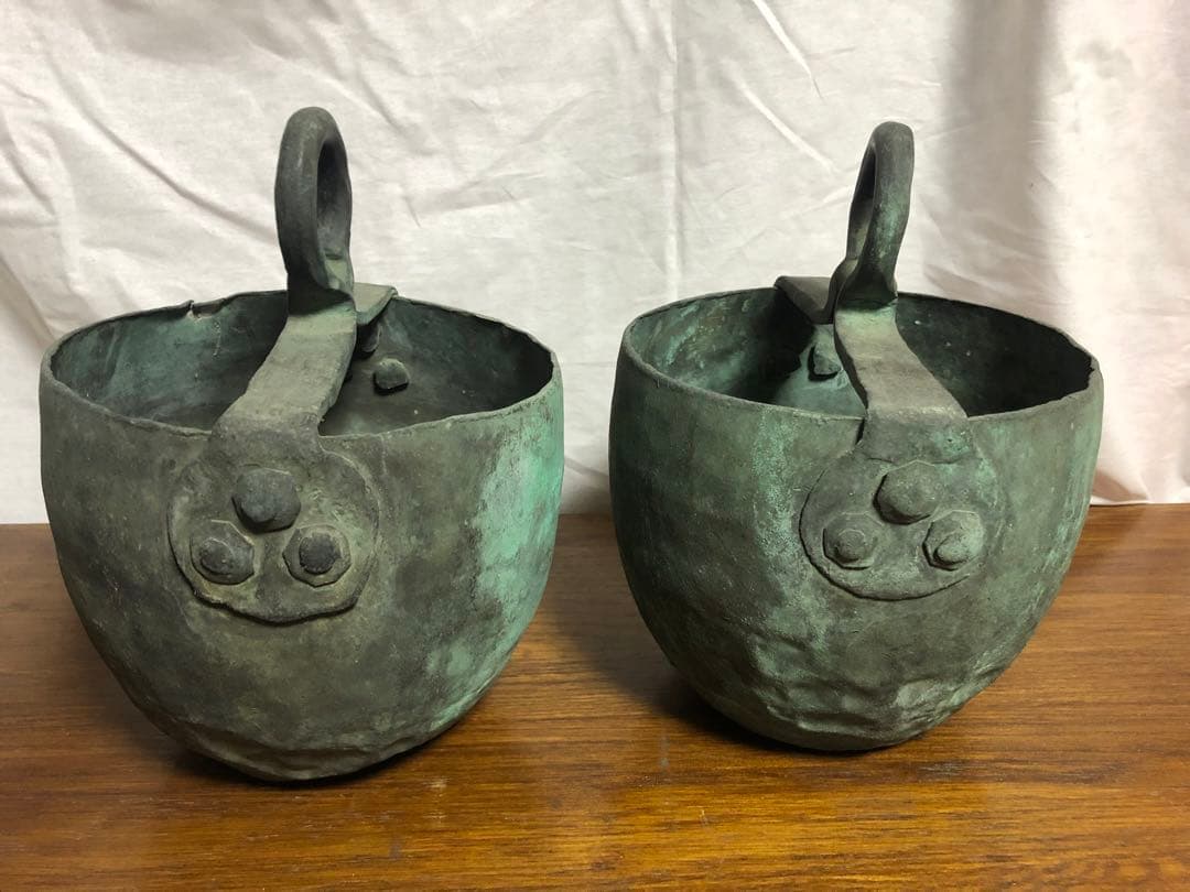 釣瓶/2個セット/アンティーク　緑錆