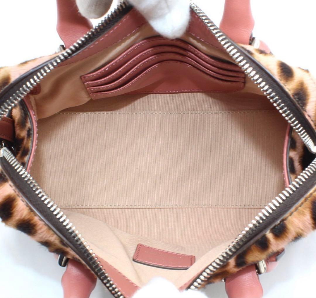 S2035 美品 トッズ Dスタイリング マイクロ レオパード ハラコ×レザー