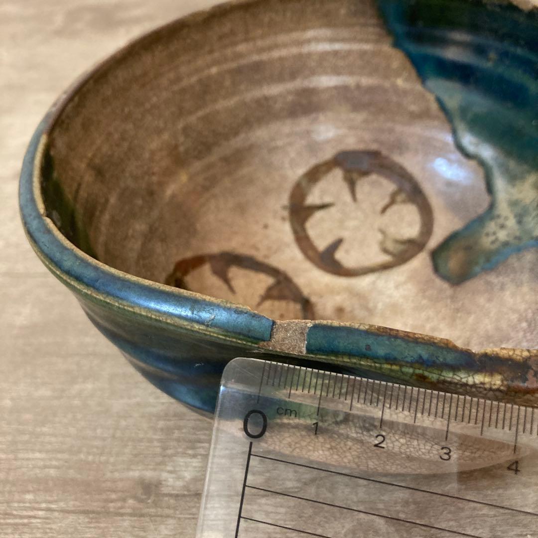 古瀬戸　織部　時代抹茶茶碗　江戸末〜明治〈検 絵志野　加藤春岱　美濃焼