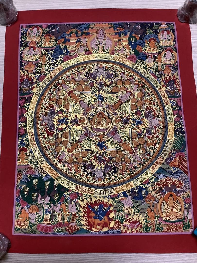 《 チベット密教　新品　1点物 》 手描き　曼荼羅　仏陀　釈迦　仏画　仏教　f7
