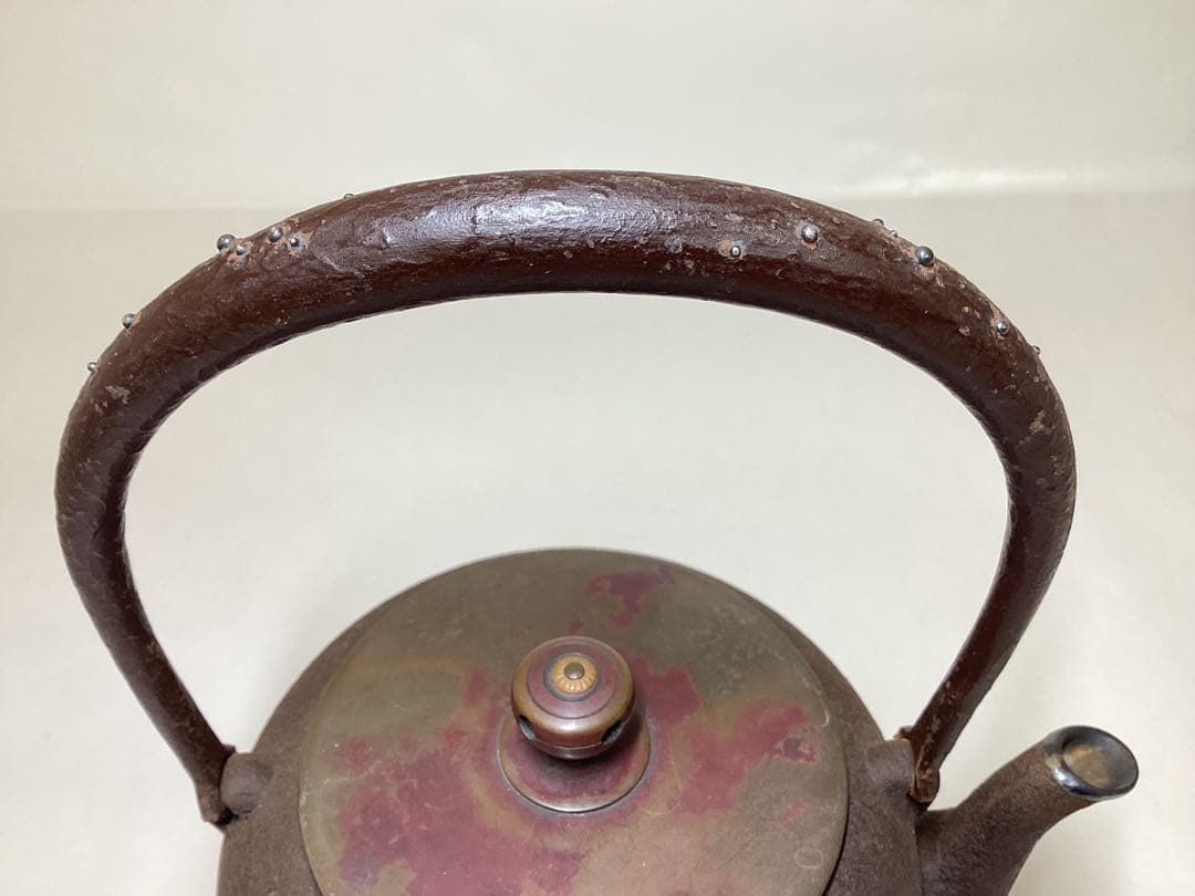 茶道具 古物品 鉄瓶 棗形 象嵌入 長文作 木箱入