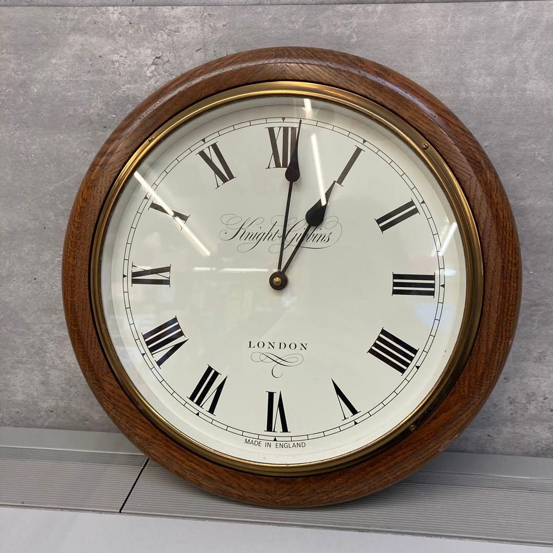 ナイトギビンズ 時計 丸型 木製フレーム 掛時計 壁掛け クオーツ 英国製