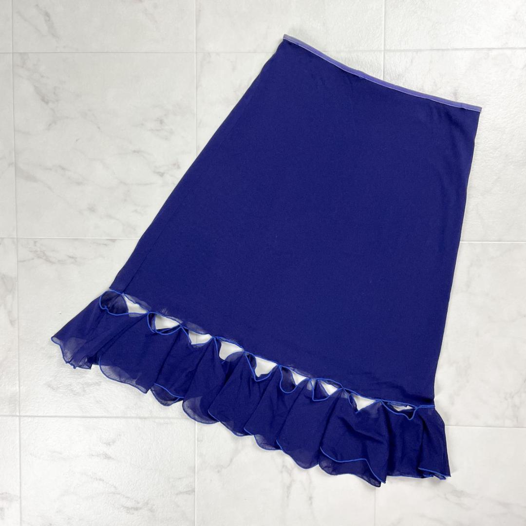 VIVIENNE TAM 裾シアーデザインスカート 紫 サイズXS*FD866