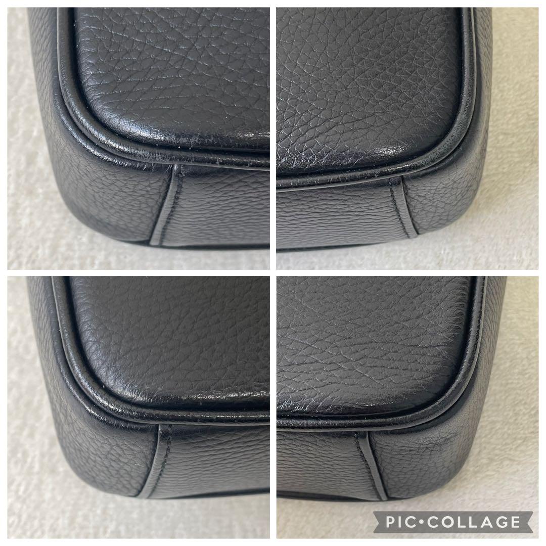 【美品】バーバリー ショルダーバッグ シボ革 ノバチェック オールレザー 黒