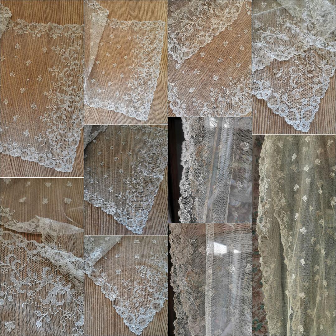 アンティーク シャンテリーレースショール ヴェール 鈴蘭 菫 桜草 銀杏/花びら