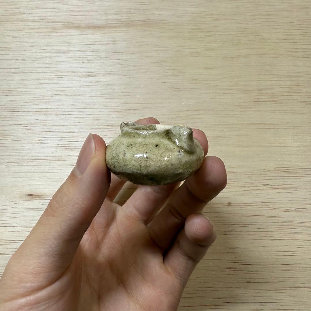 古瀬戸 水滴 灰釉 室町時代 茶入 茶道具 黄瀬戸 油揚手 古美術 骨董 民藝