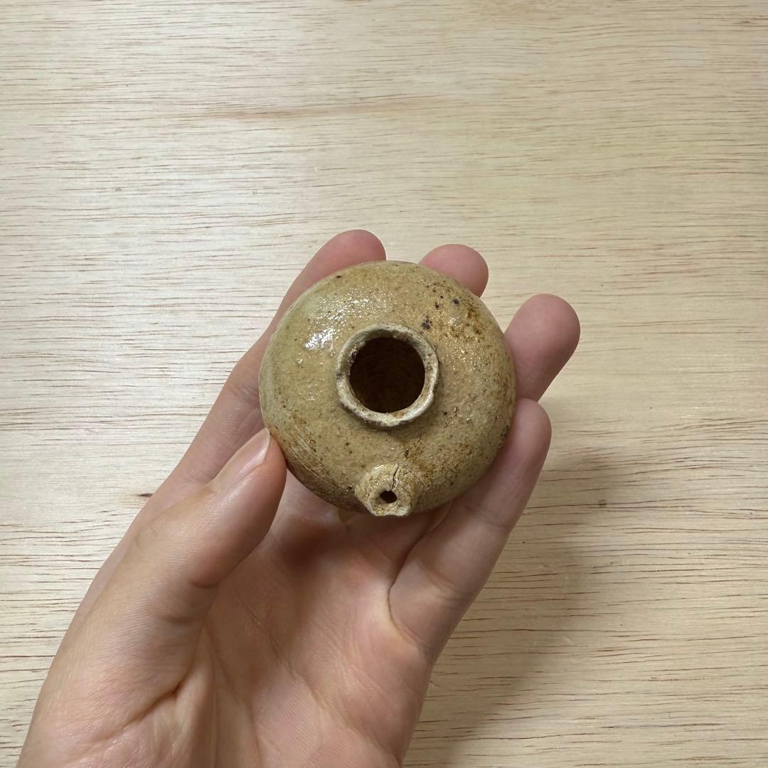 古瀬戸 水滴 灰釉 室町時代 茶入 茶道具 黄瀬戸 油揚手 古美術 骨董 民藝