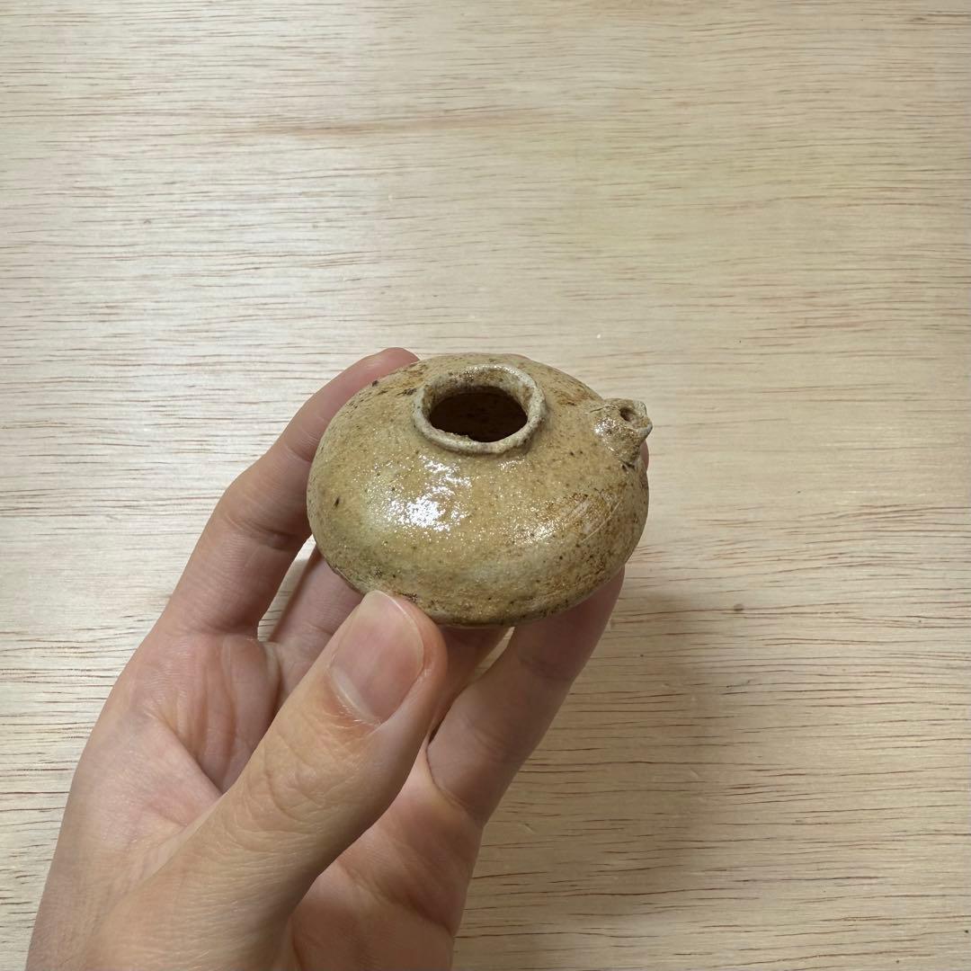 古瀬戸 水滴 灰釉 室町時代 茶入 茶道具 黄瀬戸 油揚手 古美術 骨董 民藝