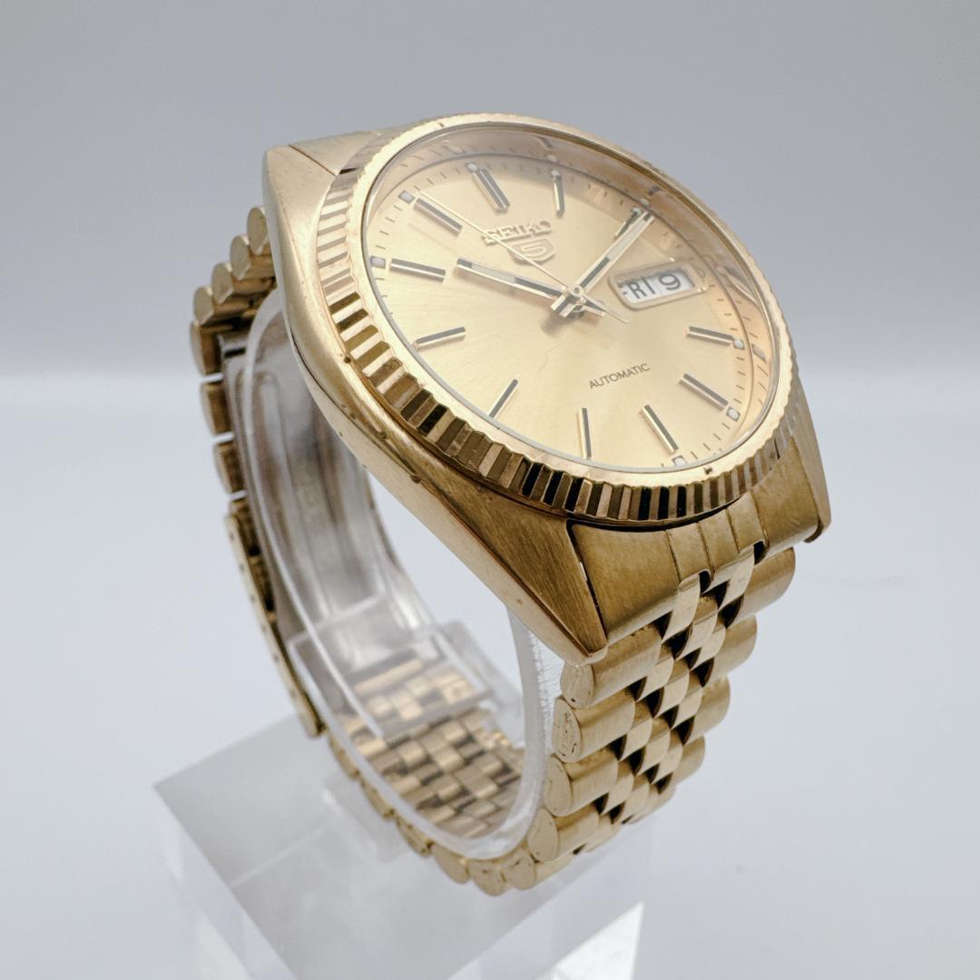【美品】 SEIKO5 7S26-0500 ゴールド　裏スケ　自動巻　デイデイト
