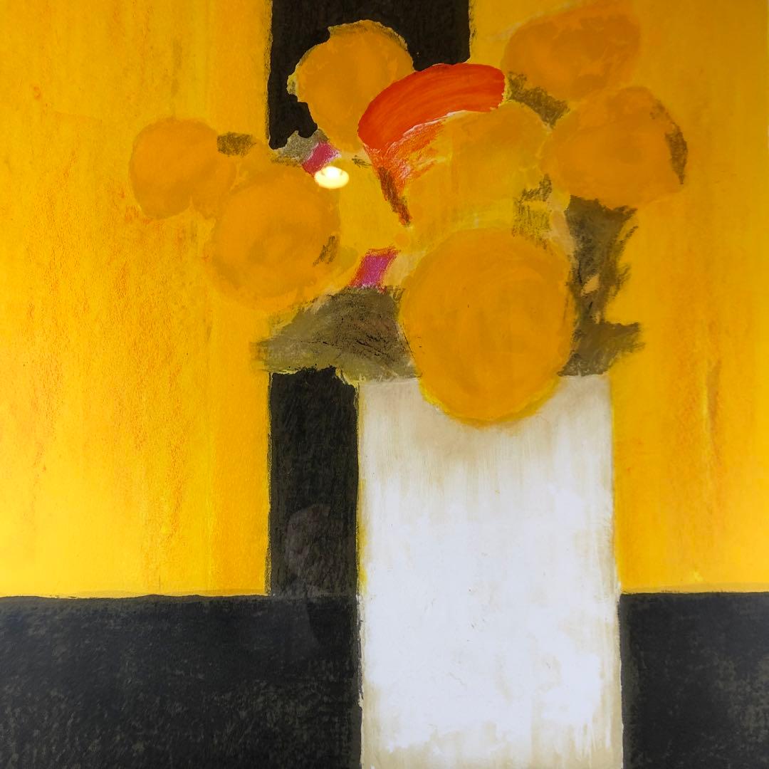 カトラン 「黒いテーブルクロスの上の夏の花束」 リトグラフ　作家直筆サイン入り