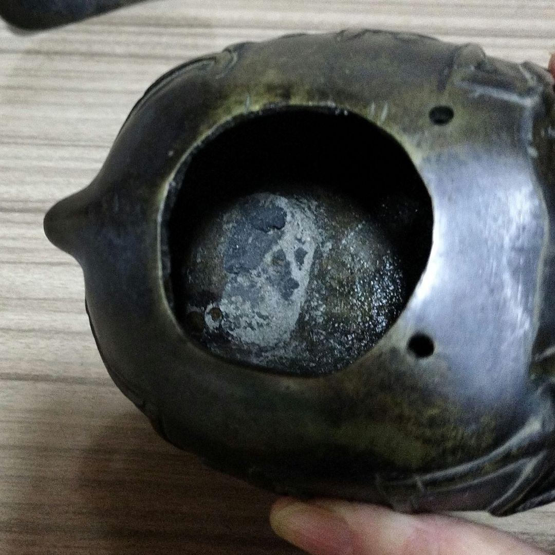 古銅器象香炉 アンティーク 年代物 2点 台座付き