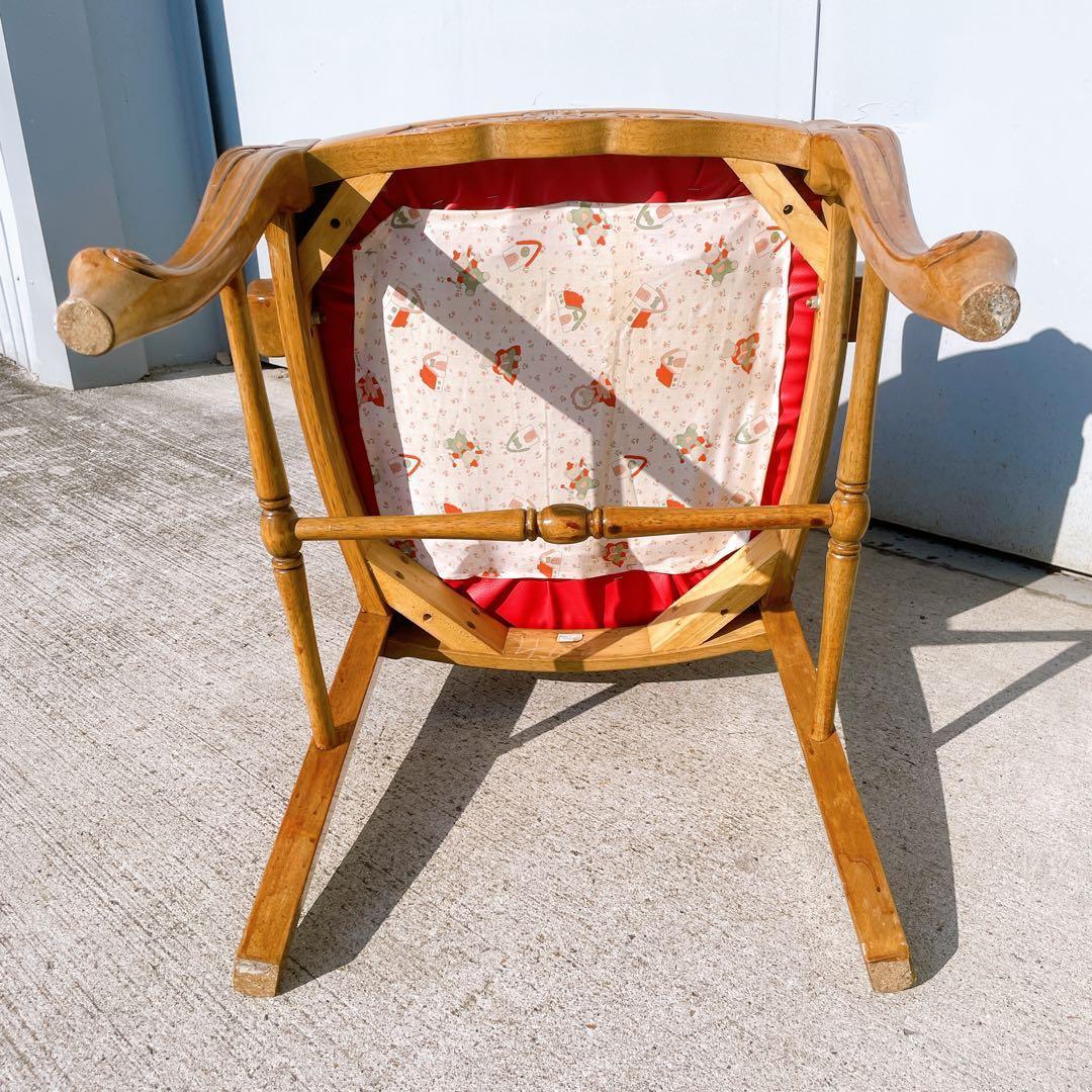 【極美品】フランスアンティーク アームチェア ダイニングチェア 猫脚 赤レザー①